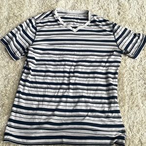 Lululemon White and blue striped v neck